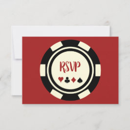 Black Cream Red Poker Chip Casino Theme Bröllop OSA Kort