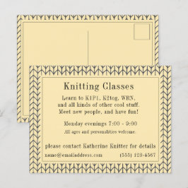 BLACK CREAM STICKA "Knitting Classes"-vykort Vykort