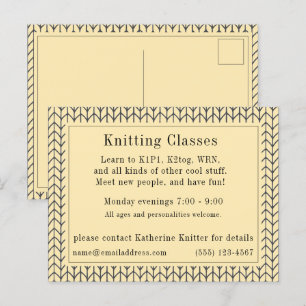 BLACK CREAM STICKA "Knitting Classes"-vykort Vykort