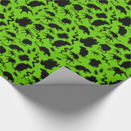 Black Creepy Crawly Critters Råttor Horror Mönster Presentpapper