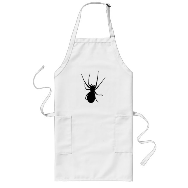 Black Creepy Spider Apron Långt Förkläde (Framsidan)