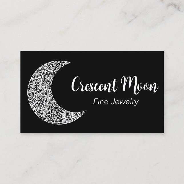 Black Crescent Måne Jewelry Maker Visitkort (Framsida)