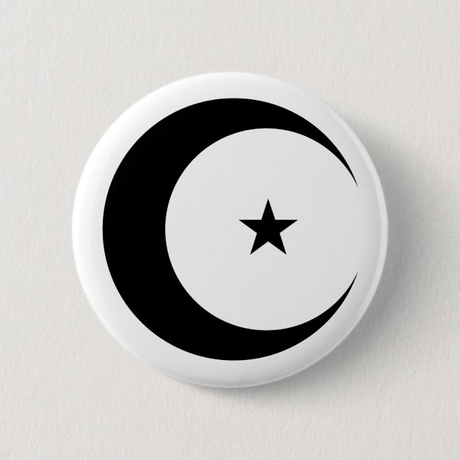 Black Crescent Måne och Star för Ramadan Knapp (Framsida)