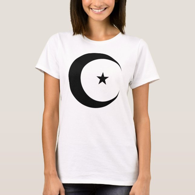 Black Crescent Måne och Star för Ramadan Tee (Framsida)