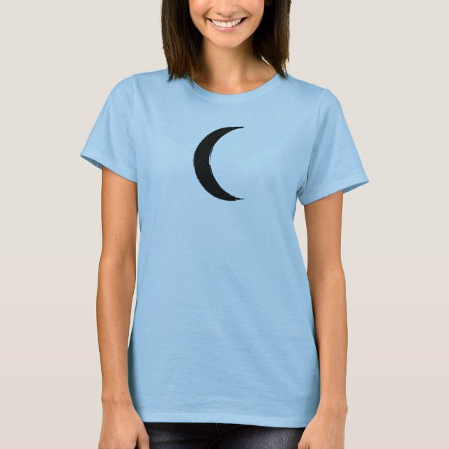 Black Crescent Waning Magic Mörk Måne Astrology T Shirt (Framsida)