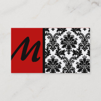 Black Crimson Red Damask Affärskort Visitkort