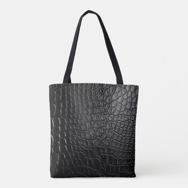 Black Crokodile Tote Bag Tygkasse (Baksida)