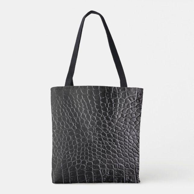 Black Crokodile Tote Bag Tygkasse (Baksida)