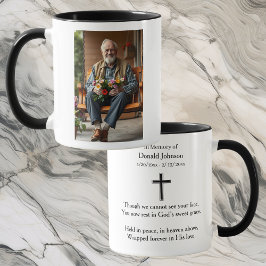 Black Cross and Poem Photo Memorial Mugg
