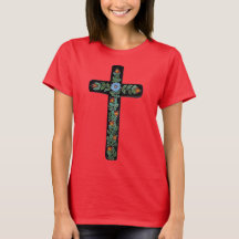 Black Cross with Flowers