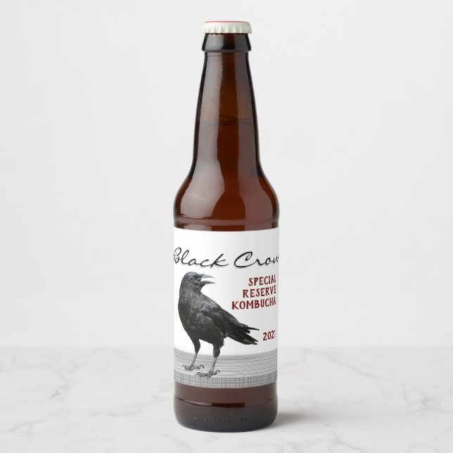 Black Crow Beverage-etikett, redigerbar Ölflaska Etikett (Framsida)