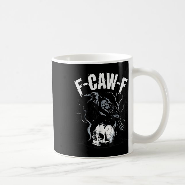 Black Crow F-caw-f Funny Black Bird Skull Adult Hu Kaffemugg (Höger)