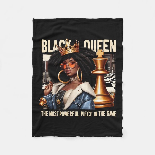 Black Culture Black Queen Chess Empowerment Black Fleecefilt (Framsidan)