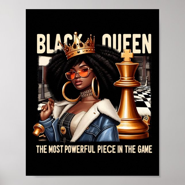 Black Culture Black Queen Chess Empowerment Black Poster (Framsidan)