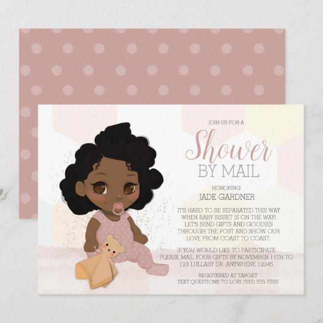 Black Curly Hair Baby Shower by Mail Call 1 Inbjudningar (Fram/baksida)