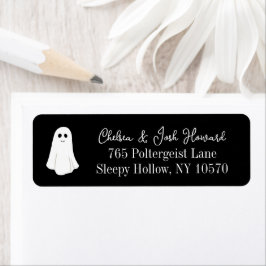 Black Cute Friendly Ghost Halloween Returadress Etikett