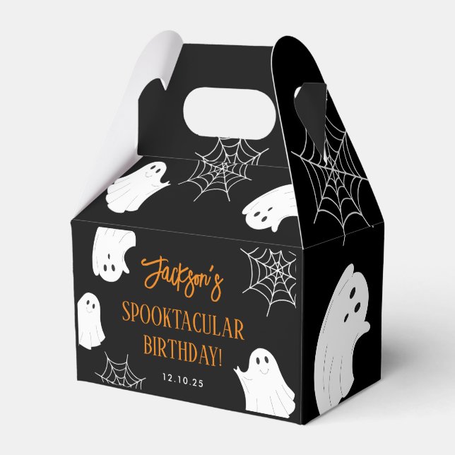 Black Cute Ghost Spooky Halloween Birthday Presentaskar (Framsidan Sidan)