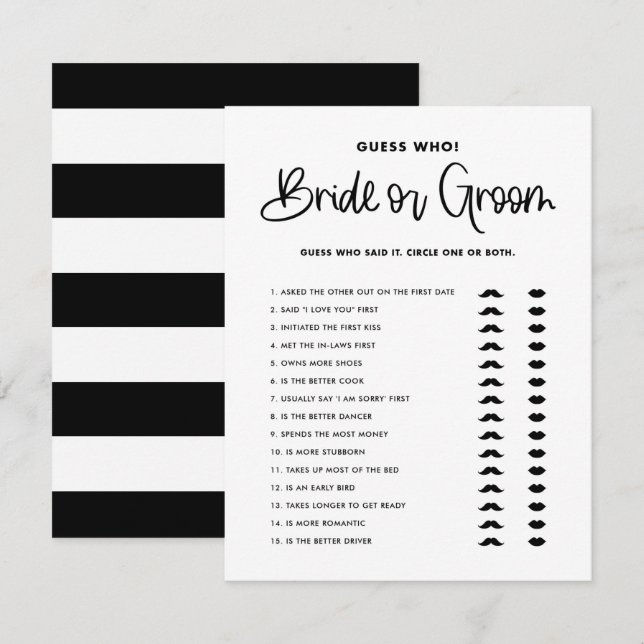 Black Cute Modern Calligraphy Bride eller Groom Ga Inbjudningar (Fram/baksida)