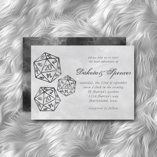 Black D20 Crit | RPG Tabletop Fantasy Dice Bröllop Inbjudningar (Skapare uppladdad)