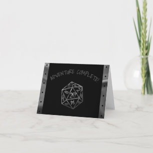 Black D20 Crit RPG Tabletop Fantasy Dice Bröllop Tack Kort