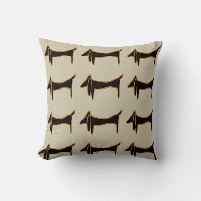 Black Dachshund Abstrakt Kudde (Framsida)