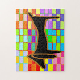 Black Dachshund Abstrakt Pussel