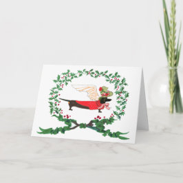 Black Dachshund Barking for JOY! Helgkort