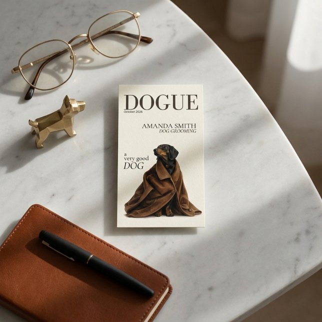 Black Dachshund Elegant Dogue Business Card Visitkort (Skapare uppladdad)