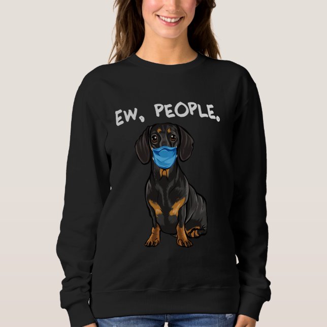 Black Dachshund Ew People Hund Wing Ansikte Mask T Shirt (Framsida)