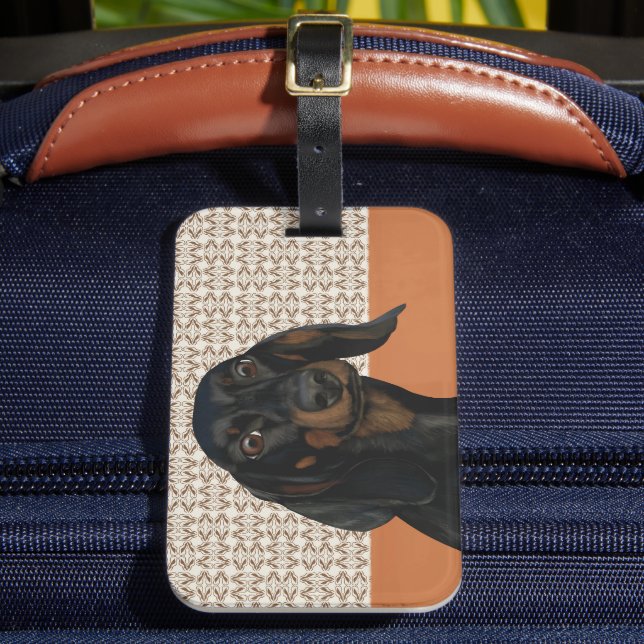 Black Dachshund Hund Porträtt Hundälskare Bagagebricka (Framsida Insitu 2)