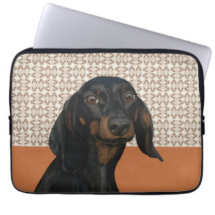 Black Dachshund Hund Porträtt Hundälskare Laptop Fodral