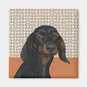 Black Dachshund Hund Porträtt Hundälskare Magnet
