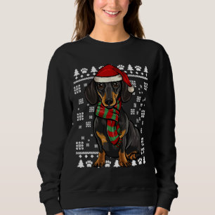 Black Dachshund Hund Santa Hat Julafton T Shirt
