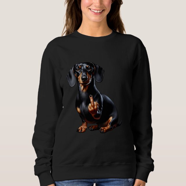 Black Dachshund med Mitten Finger T Shirt (Framsida)