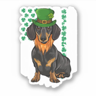 Black Dachshund St patricks day Irish American Fla Klistermärken