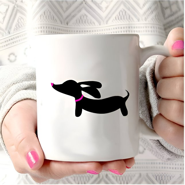 Black Dachshund Wiener Hund Coffee Resemugg Mugg (Skapare uppladdad)
