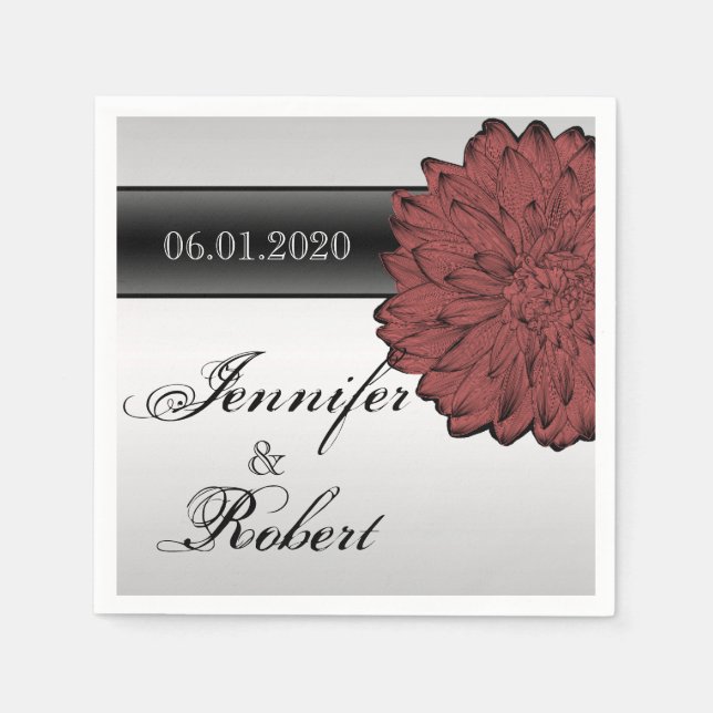 Black Dahlia Posh Bröllop Napkins Pappersservett (Framsidan)