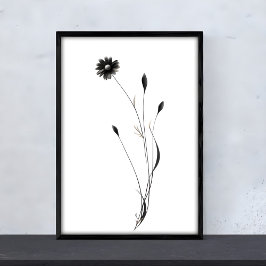 Bläck Daisy Art - Fungerande Blommigtar Poster