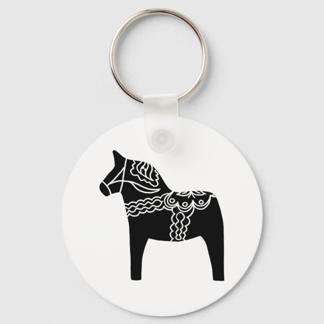 Black Dala Horse Nyckelring (Framsida)