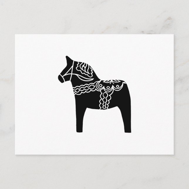 Black Dala Horse Vykort (Framsida)