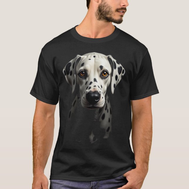 Black Dalmatian Hund Dalmatian Ansikte T Shirt (Framsida)