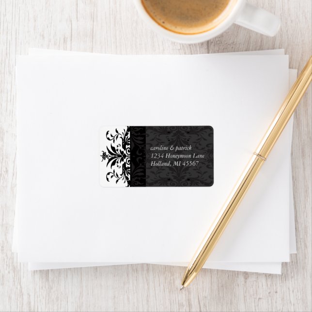 Black Damask-Adressetiketter - Adressetikett (Insitu)