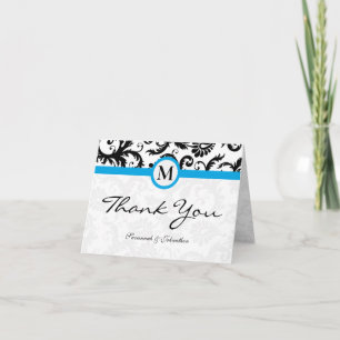 Black Damask Aqua Gräns Tack Kort