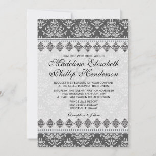 Black Damask Beauty - bröllopsinbjudan Inbjudningar
