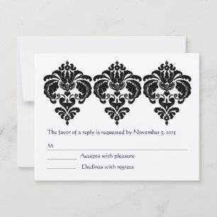 Black Damask Blommigt Inslag OSA Kort
