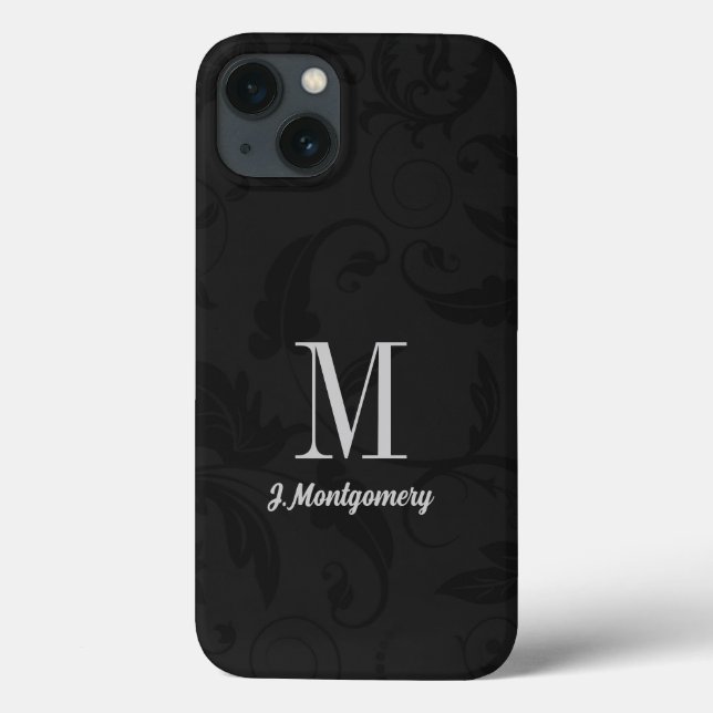 Black Damask Classic Monogrammed (Baksida)