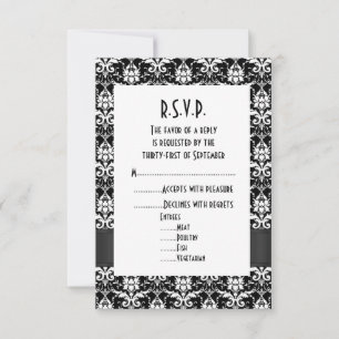 Black Damask formal bröllop R.S.V.P OSA Kort