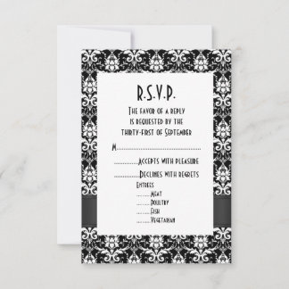 Black Damask formal bröllop R.S.V.P OSA Kort