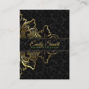 Black Damask Guld Blommigt Ornament Visitkort