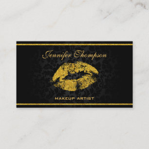 Black Damask Guld Läppar Visitkort